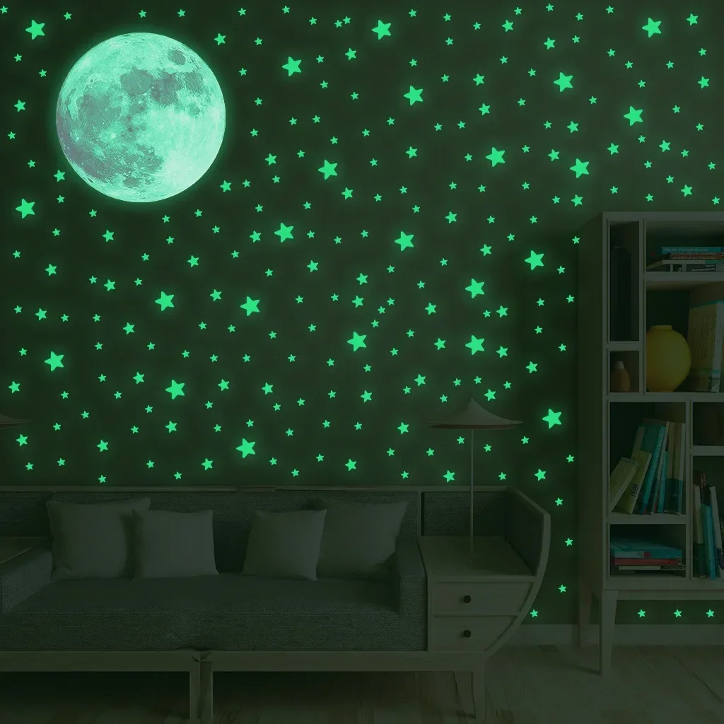 Luminous Moon Stars Wall Stickers for Kids Room Bedroom Decor Glow in the Dark Earth Wall Decals Noctilucent Stickers Home Decor