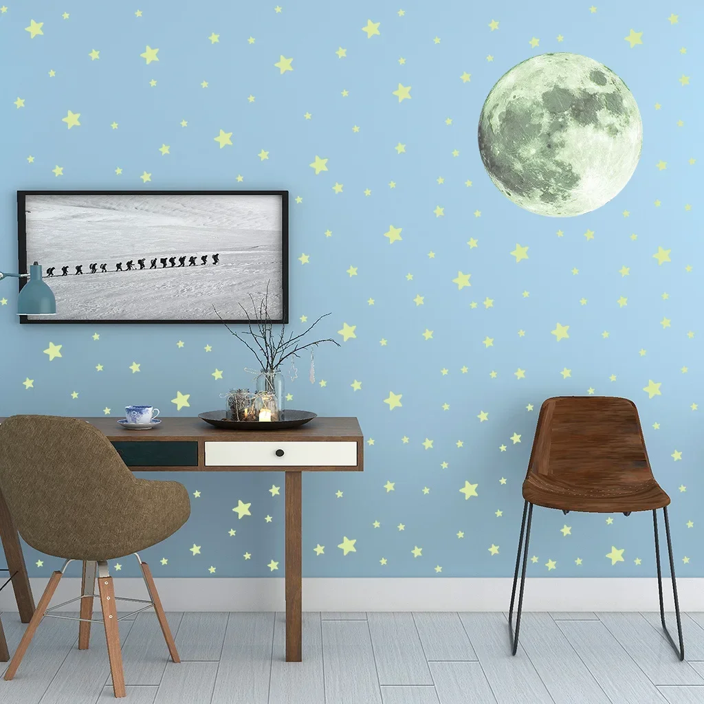 Luminous Moon Stars Wall Stickers for Kids Room Bedroom Decor Glow in the Dark Earth Wall Decals Noctilucent Stickers Home Decor
