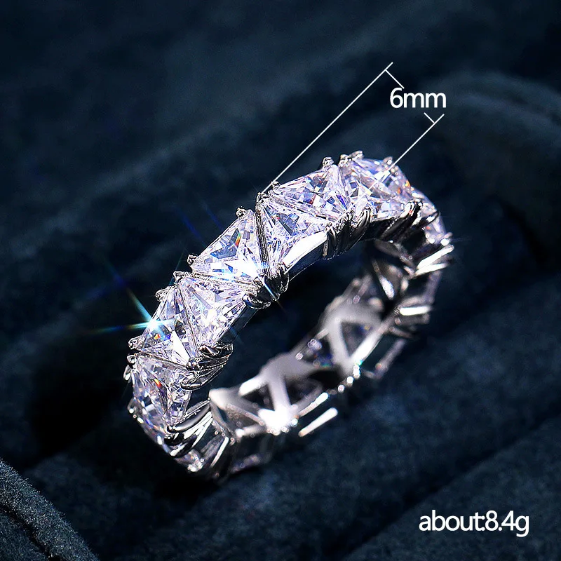 Huitan Luxury Wedding Band Promise Rings for Women Unique Triangle Cubic Zirconia Design Top Quality New Trendy Jewelry Dropship