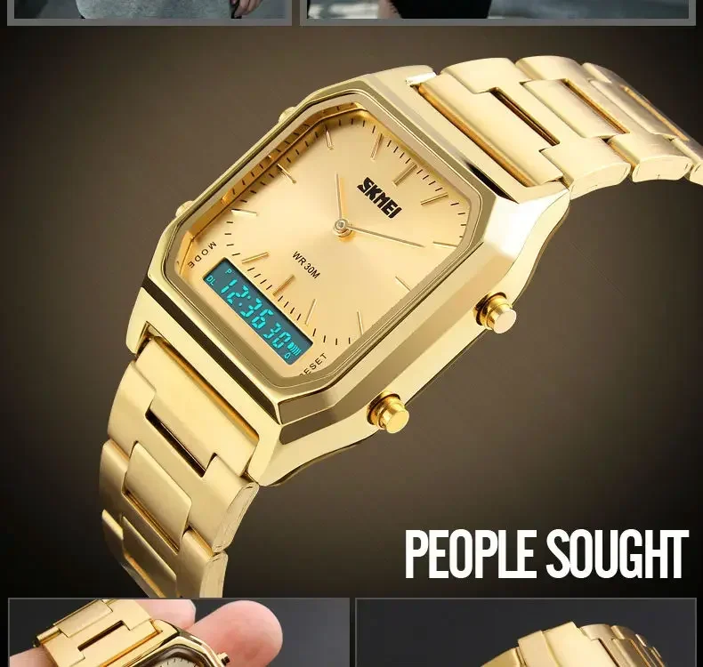SKMEI 1220 Quartz Wristwatches relogio masculino Fashion Casual Watch Men Digital Dual Time Sports Chronograph 3bar Waterproof