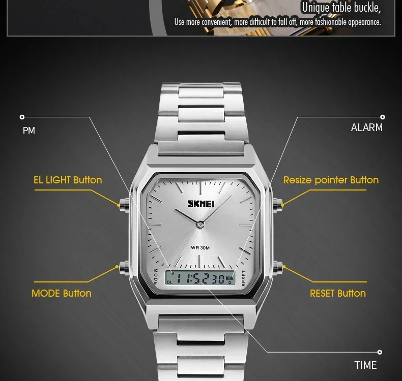 SKMEI 1220 Quartz Wristwatches relogio masculino Fashion Casual Watch Men Digital Dual Time Sports Chronograph 3bar Waterproof