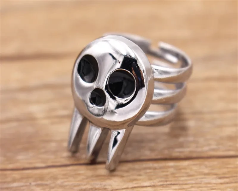 Anime Death The Kid Cosplay Rings Unisex Opening Adjustable Skull Ring Prop Jewelry Accessories