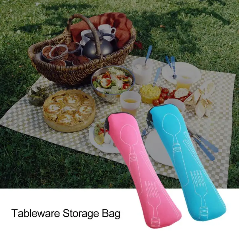 1PC Portable Cutlery Bag Cutlery Bag Cutlery Bag Travel Packaging Storage Box Cutlery Picnic Fork Spoon Bag