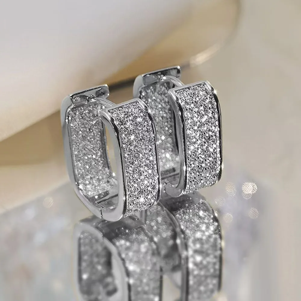 Fashion Diamond-Studded Circle Earrings, Women's Style, Silver / Gold, Simple and Versatile Girl's Earrings, Popular Accessories