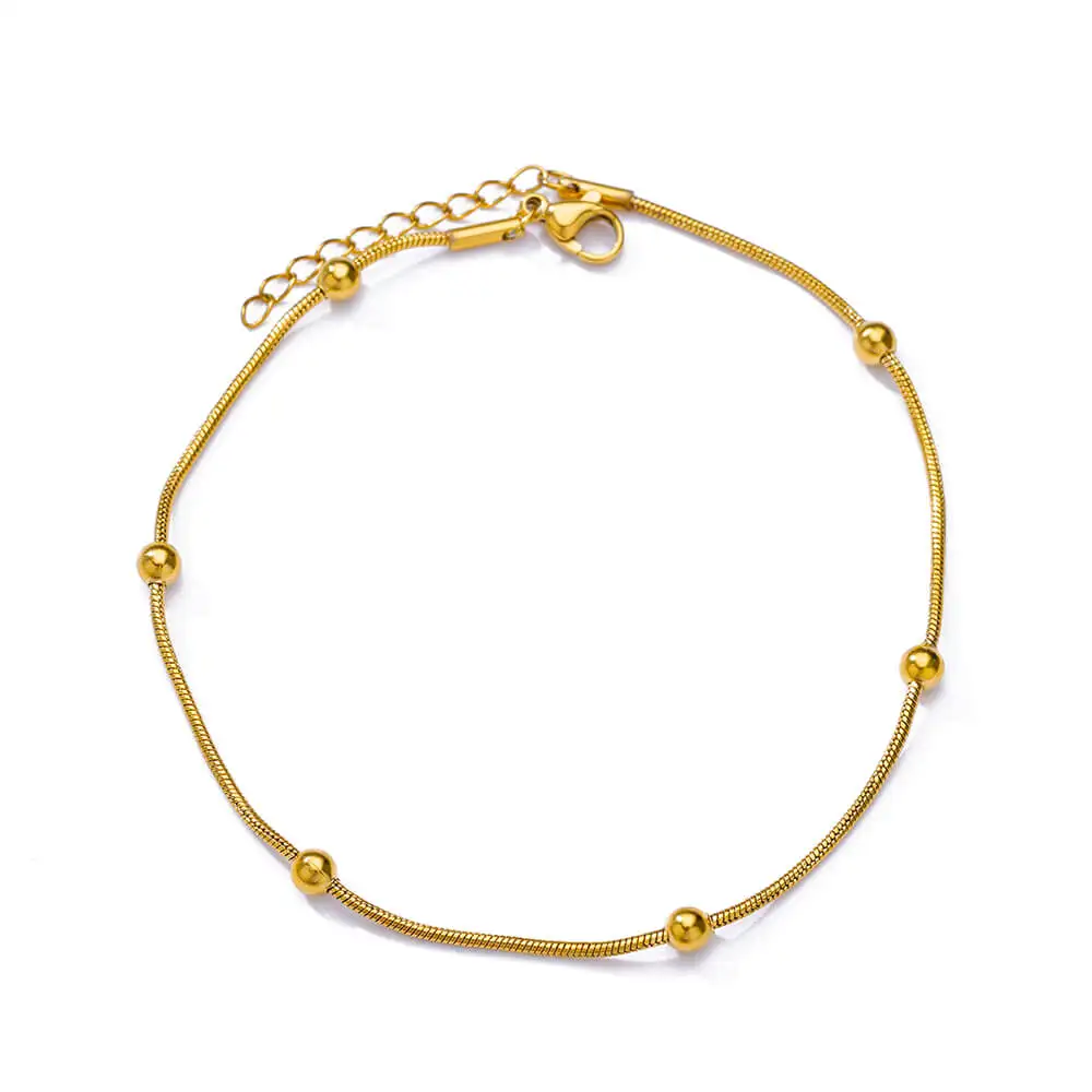 Vintage Anklets for Women Stainless Steel Beads Chain Anklet Leg Bracelets Bodychain Summer Beach Jewelry Accessories Gifts