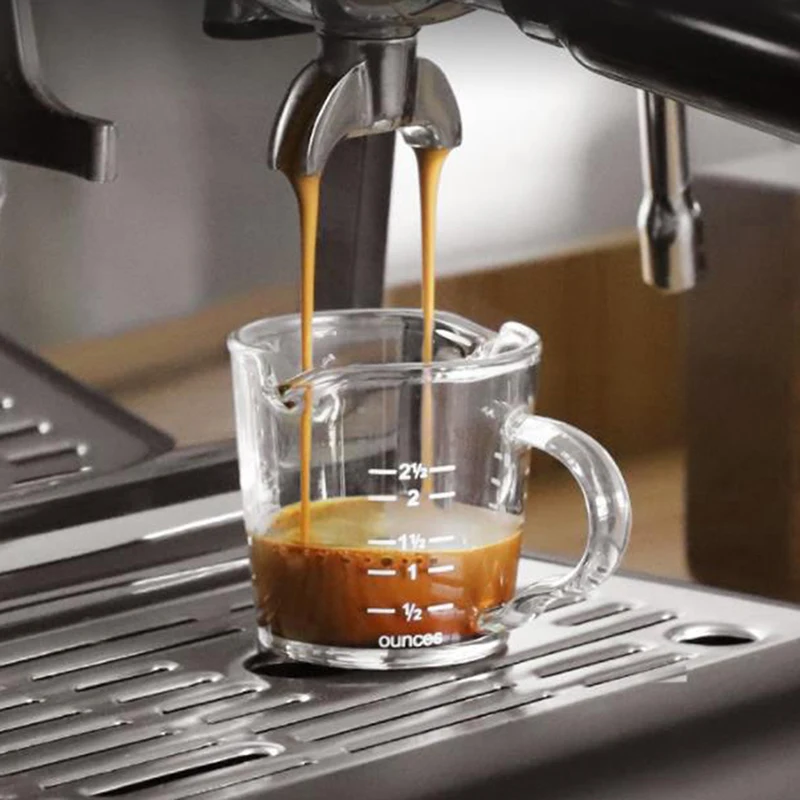 70/75ml Espresso Shot Glass Double Spout Glass Measuring Cup Heat-Resistant Handle Clear Scale Wine Milk Coffee Measure Jug