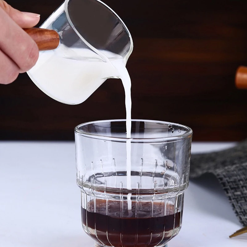 70/75ml Espresso Shot Glass Double Spout Glass Measuring Cup Heat-Resistant Handle Clear Scale Wine Milk Coffee Measure Jug
