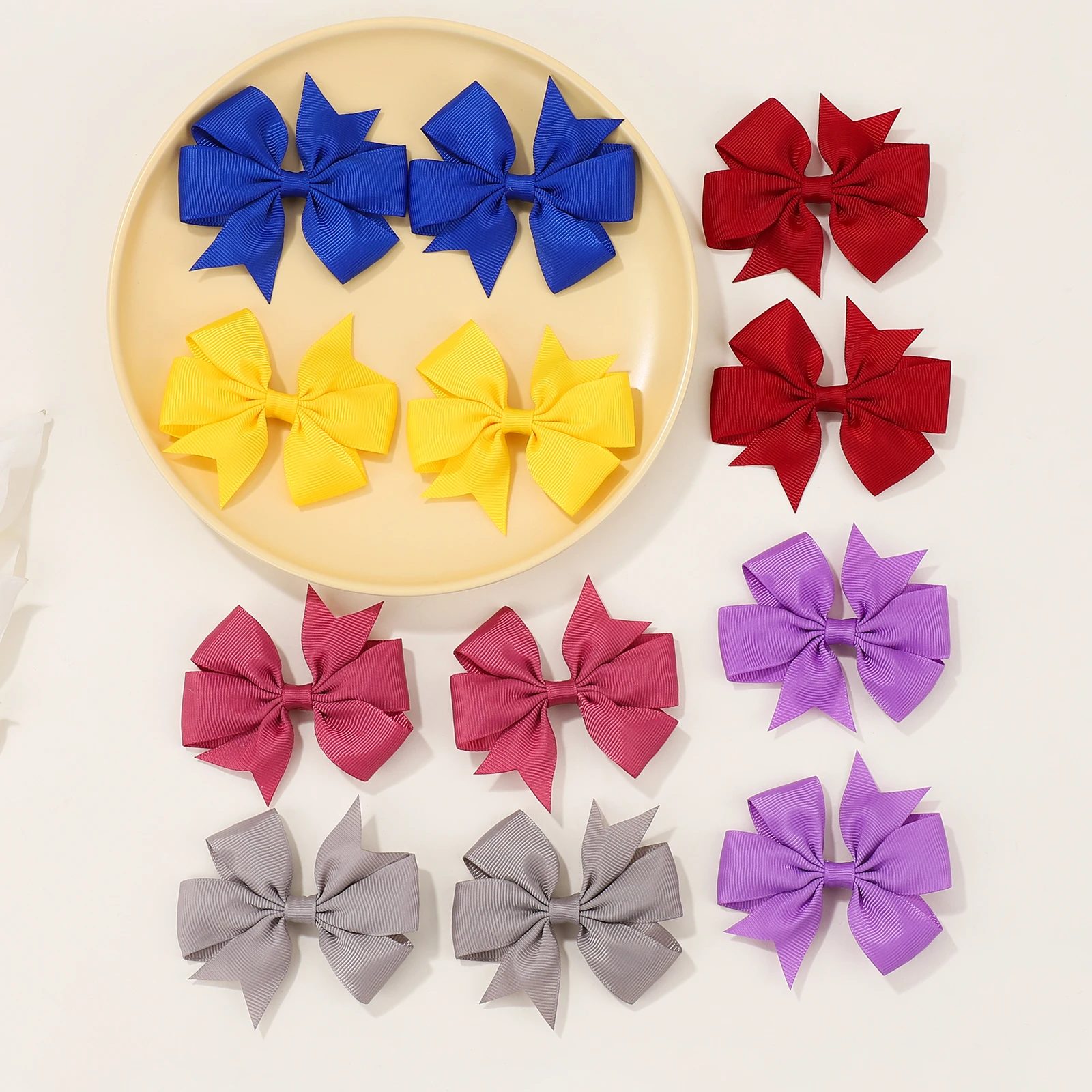 40Pcs Solid Colors Hair Bows with Clip for Kids Girls Grosgrain Ribbon Hairgrips Boutique Hairpins Headwear Hair Accessories