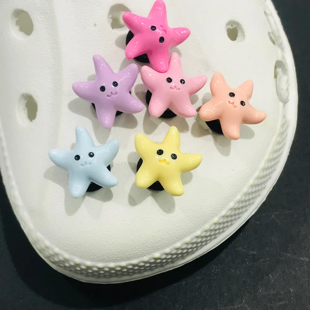 1Pcs Cartoon Colorful Star-Shaped Resin Shoe Charms 3D Accessories Decoration DIY Bands Backpack Shoes Party Gift