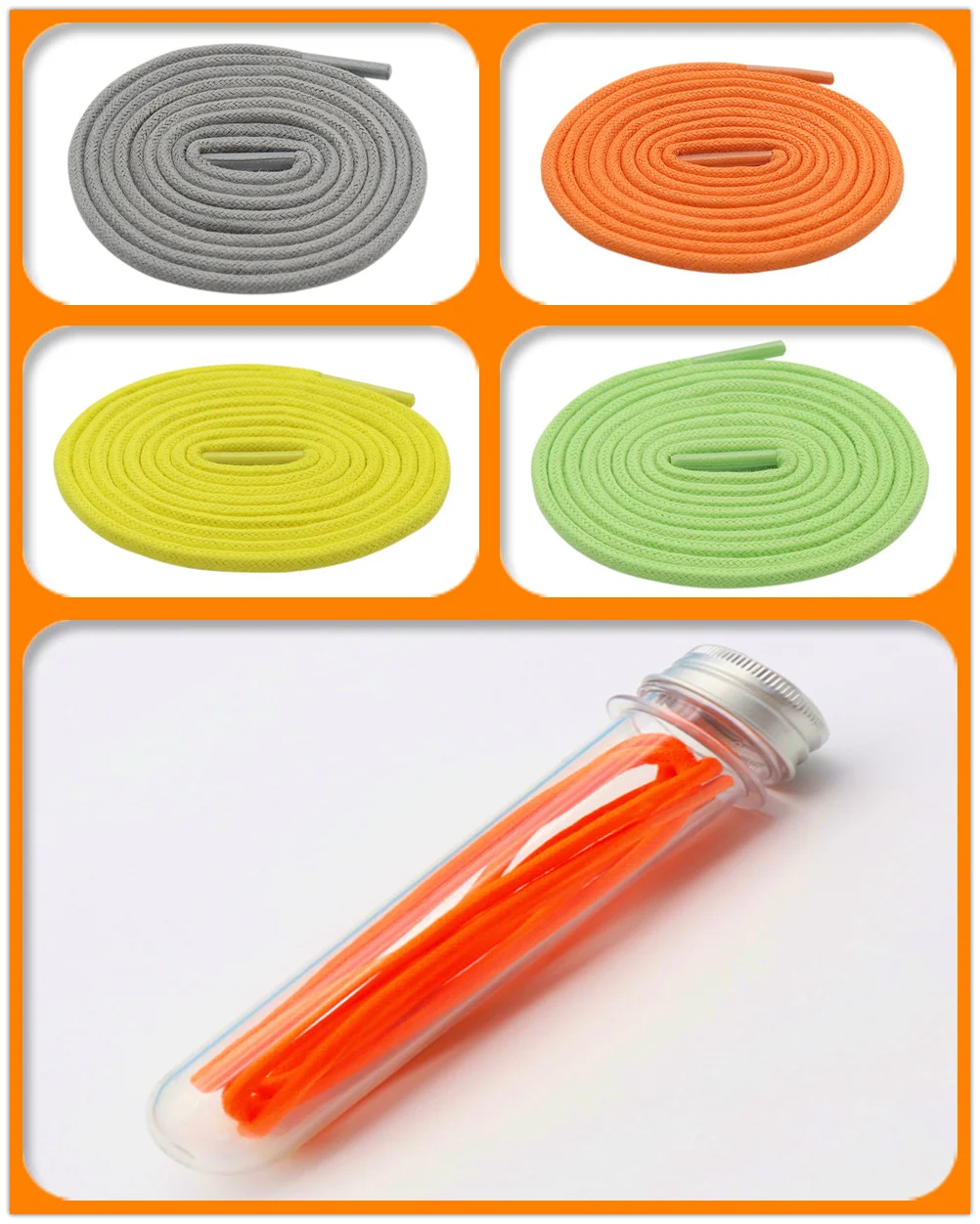 Weiou Laces 3MM Thiny Round Cord Anti-Water Rope Shoe Accessory 100% Waxed For Raincoat Belt Orange Yellow Green Solid Shoelaces