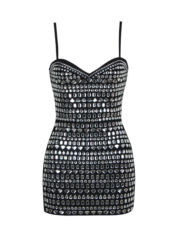 Hand Beaded Bandage Dresses for Women Parties Crystal Embellished Beading Mini Evening Dress Women Bodycon Prom Party Dresses