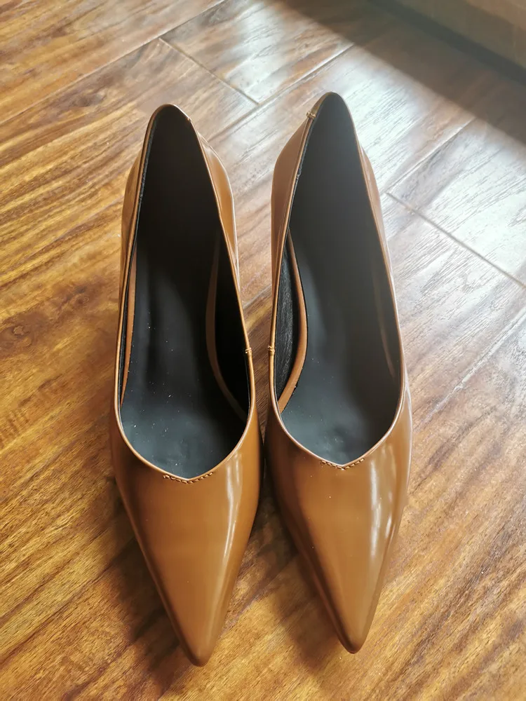 MKKHOU Fashion Pumps New High Quality Real Leather Simple Pointed Shallow Elegant High Heels Daily Commuter Women Shoes