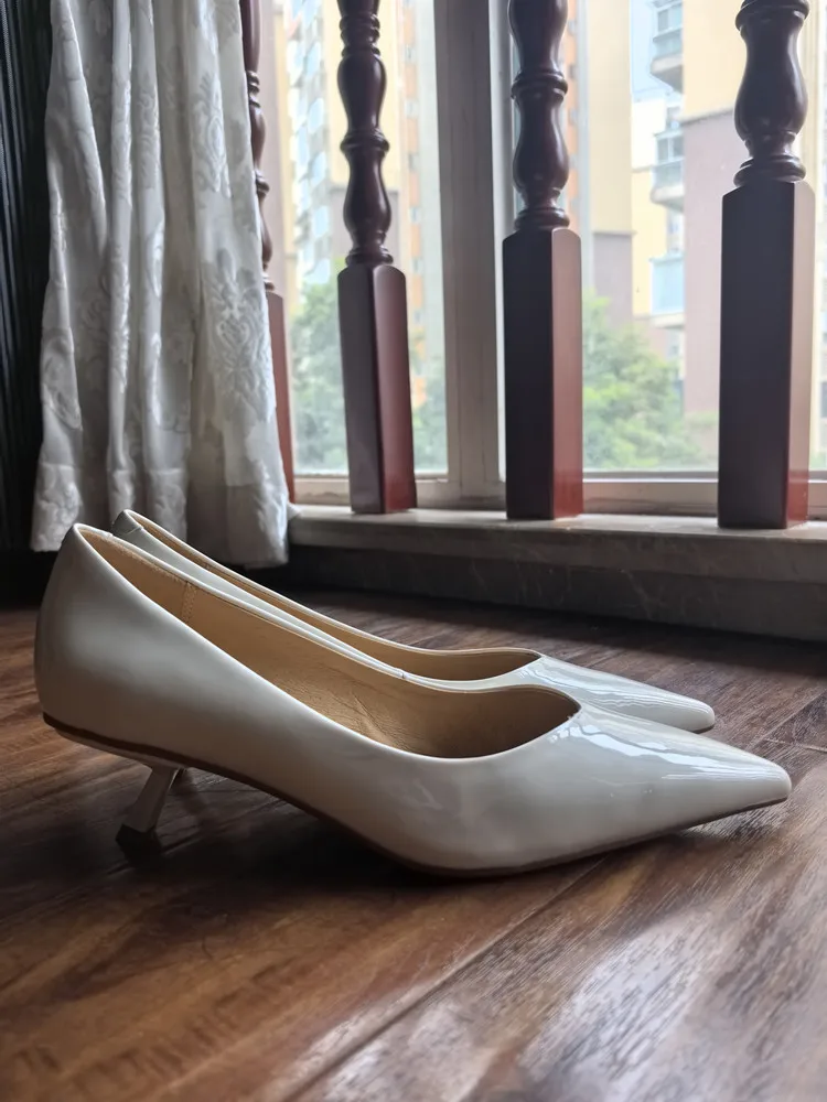 MKKHOU Fashion Pumps New High Quality Real Leather Simple Pointed Shallow Elegant High Heels Daily Commuter Women Shoes