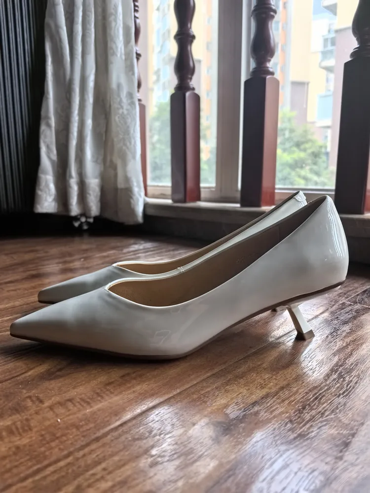 MKKHOU Fashion Pumps New High Quality Real Leather Simple Pointed Shallow Elegant High Heels Daily Commuter Women Shoes