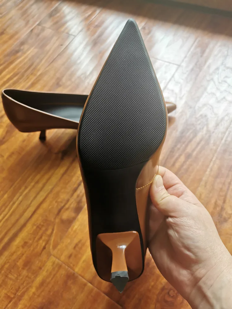 MKKHOU Fashion Pumps New High Quality Real Leather Simple Pointed Shallow Elegant High Heels Daily Commuter Women Shoes