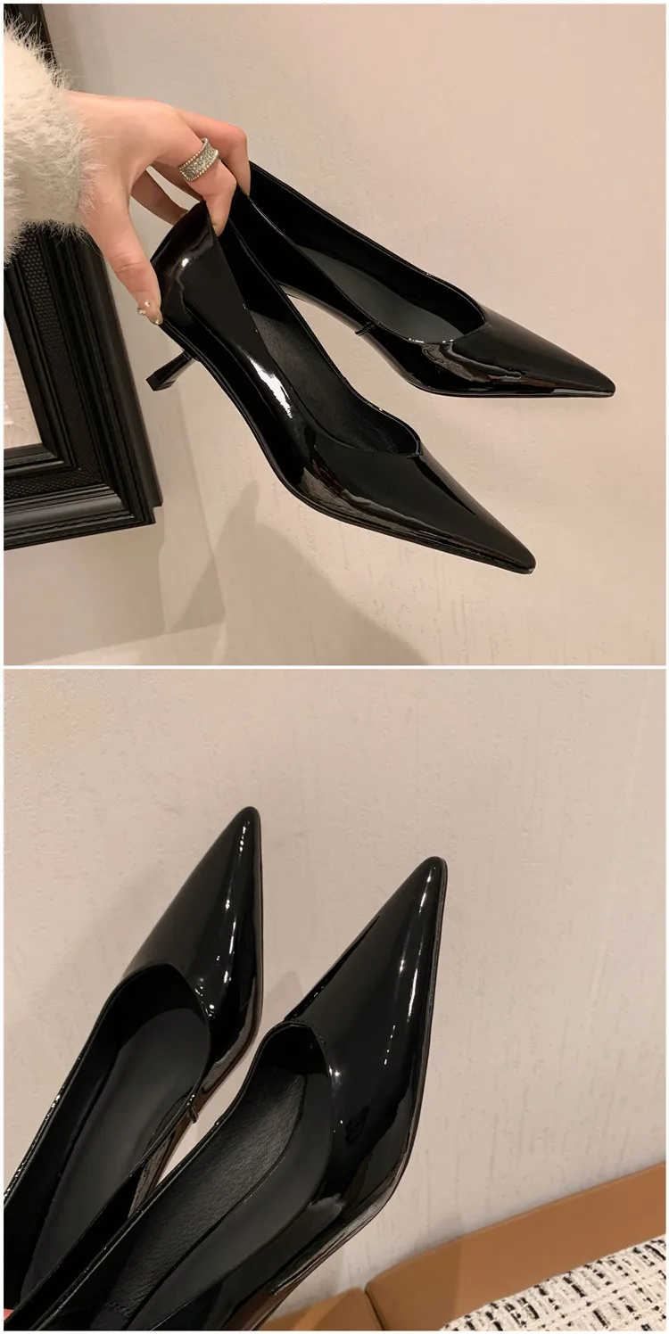 MKKHOU Fashion Pumps New High Quality Real Leather Simple Pointed Shallow Elegant High Heels Daily Commuter Women Shoes