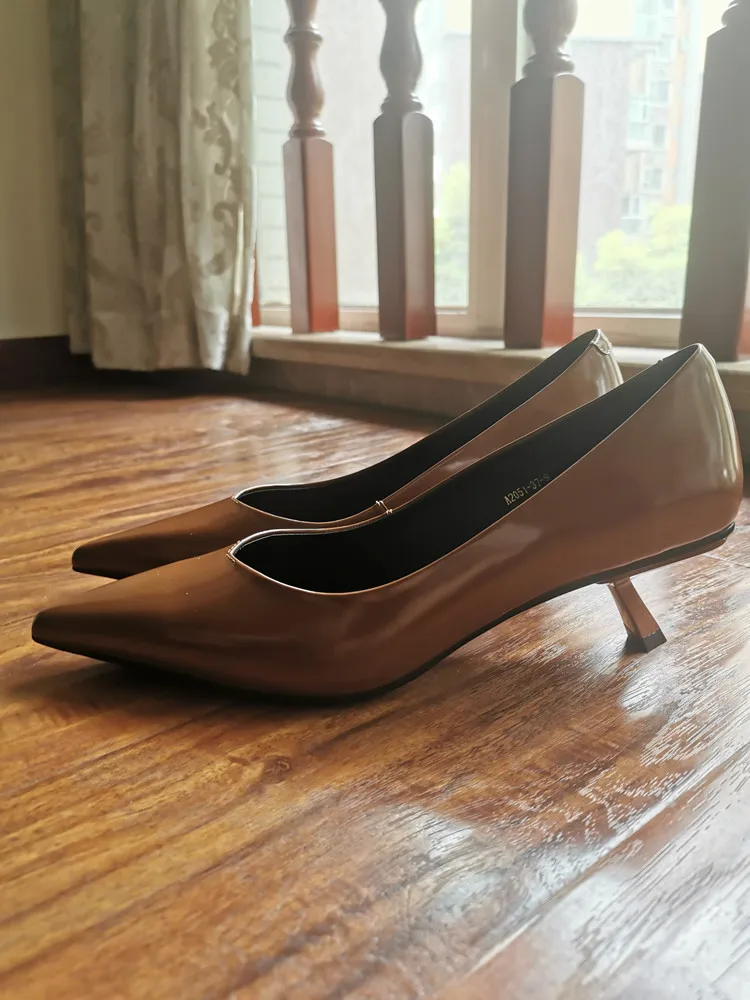 MKKHOU Fashion Pumps New High Quality Real Leather Simple Pointed Shallow Elegant High Heels Daily Commuter Women Shoes