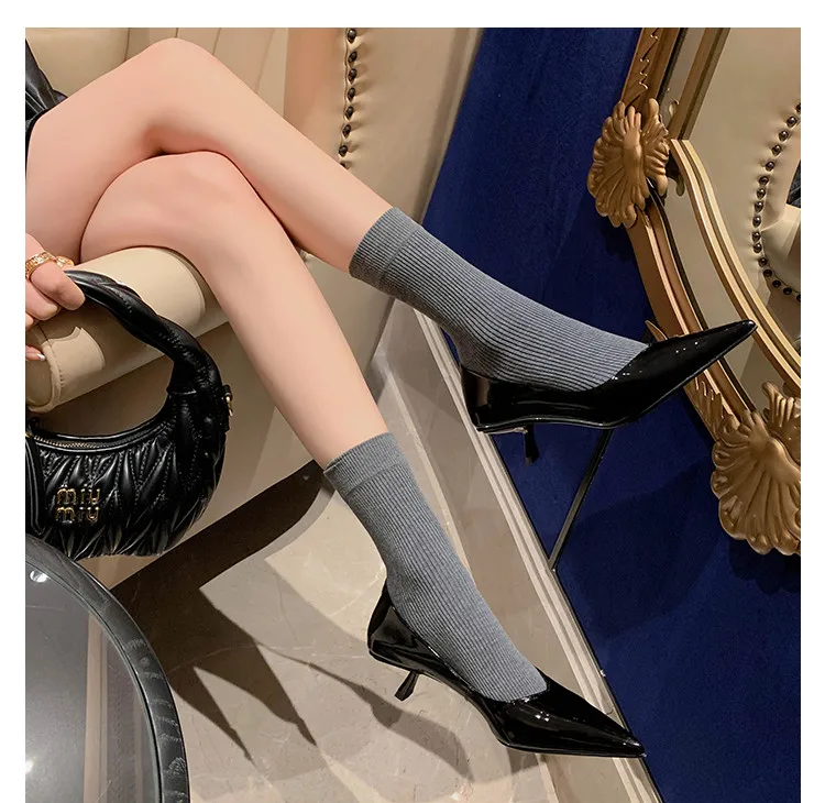 MKKHOU Fashion Pumps New High Quality Real Leather Simple Pointed Shallow Elegant High Heels Daily Commuter Women Shoes