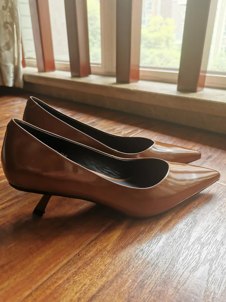 MKKHOU Fashion Pumps New High Quality Real Leather Simple Pointed Shallow Elegant High Heels Daily Commuter Women Shoes