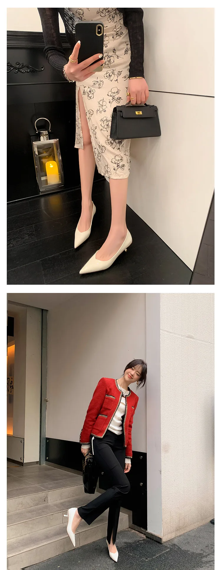 MKKHOU Fashion Pumps New High Quality Real Leather Simple Pointed Shallow Elegant High Heels Daily Commuter Women Shoes