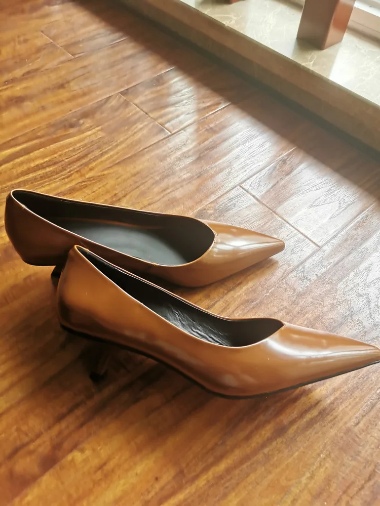 MKKHOU Fashion Pumps New High Quality Real Leather Simple Pointed Shallow Elegant High Heels Daily Commuter Women Shoes