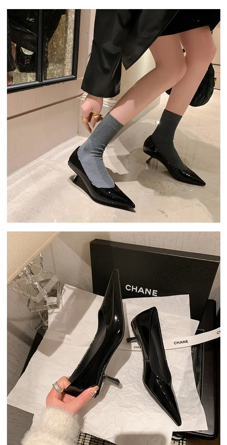 MKKHOU Fashion Pumps New High Quality Real Leather Simple Pointed Shallow Elegant High Heels Daily Commuter Women Shoes