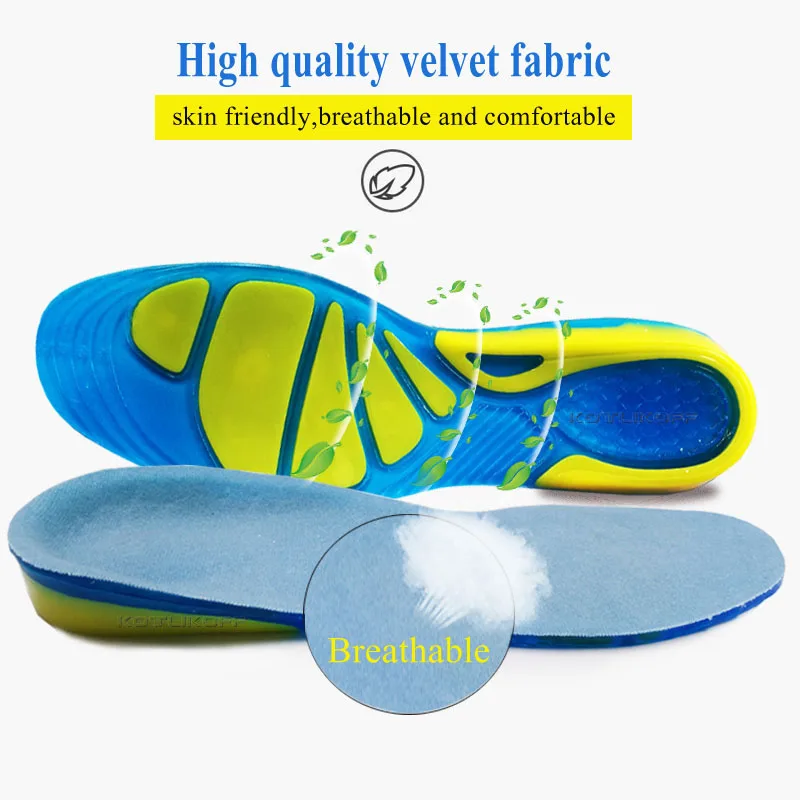 Sport Running Silicone Gel Insoles For Feet Man Women Massaging Shock Absorption Orthopedic Soles Relieve Heel Spur Pain Pad