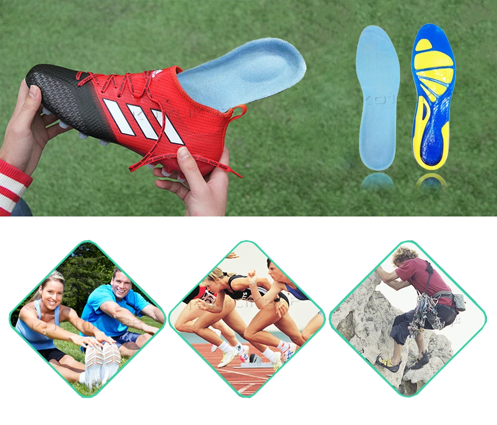 Sport Running Silicone Gel Insoles For Feet Man Women Massaging Shock Absorption Orthopedic Soles Relieve Heel Spur Pain Pad