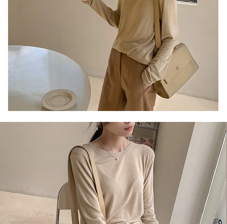 Soft Viscose Knitted Woman T-shirts Vintage Casual Loose Long Sleeve Harajuku Streetwear Women Tops 122723WTA
