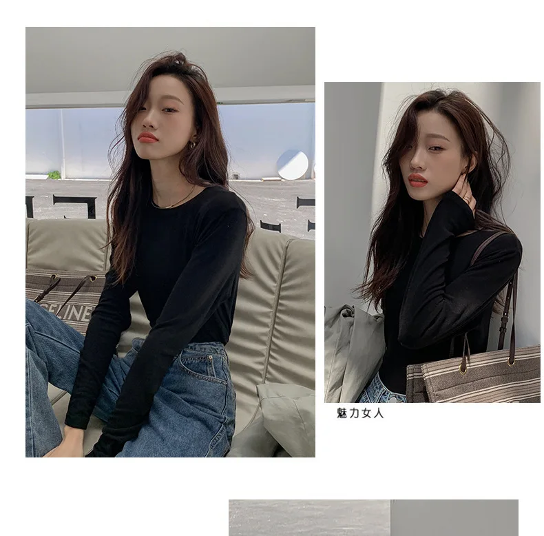 Soft Viscose Knitted Woman T-shirts Vintage Casual Loose Long Sleeve Harajuku Streetwear Women Tops 122723WTA