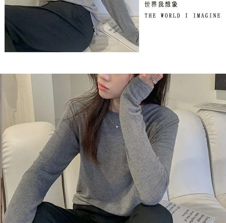 Soft Viscose Knitted Woman T-shirts Vintage Casual Loose Long Sleeve Harajuku Streetwear Women Tops 122723WTA