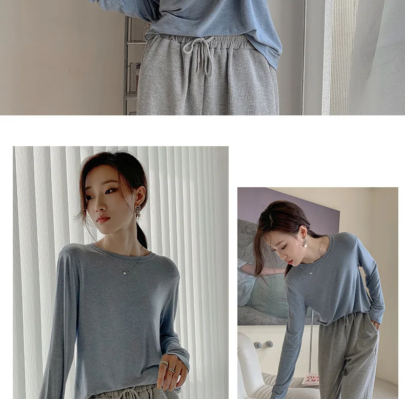 Soft Viscose Knitted Woman T-shirts Vintage Casual Loose Long Sleeve Harajuku Streetwear Women Tops 122723WTA