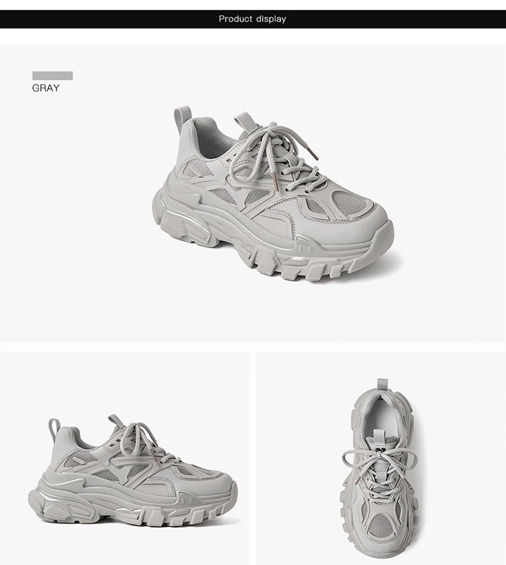 BEAUTODAY Casual Massive Sneakers Women Mesh Breathable Solid Color Round Toe Trainers Chunky Sole Female Shoes Handmade A29448