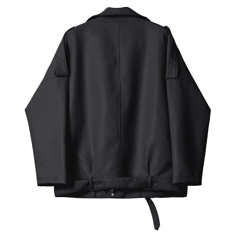 Fitaylor PU Faux Leather Jacket Women Loose Sashes Casual Biker Jackets Outwear Female Tops BF Style Black Leather Jacket Coat