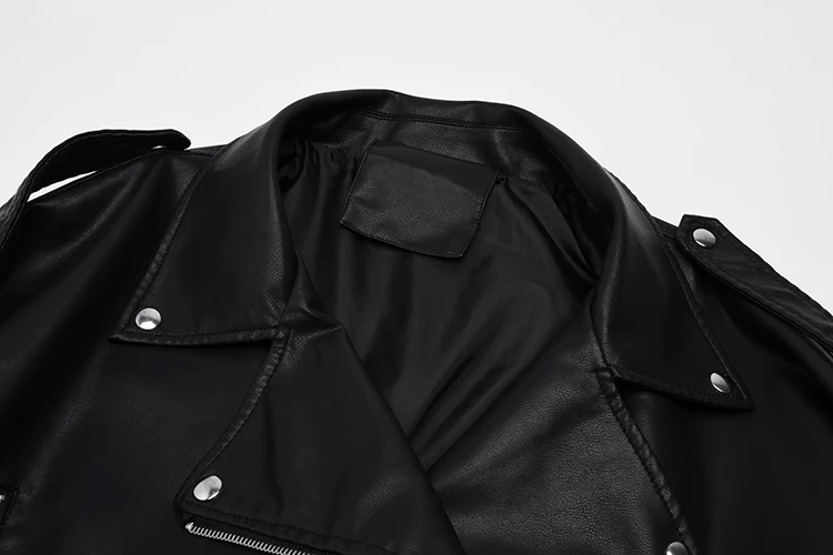 Fitaylor PU Faux Leather Jacket Women Loose Sashes Casual Biker Jackets Outwear Female Tops BF Style Black Leather Jacket Coat