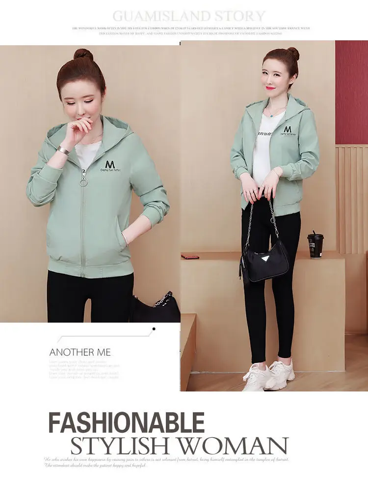 2025 New Women's Jacket Autumn Windbreaker Famale Long Sleeve Hooded Short Coat Zipper Casual Loose Basic Jacket Outerwear