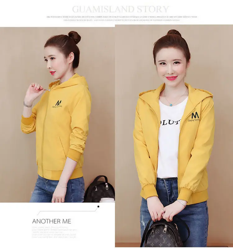 2025 New Women's Jacket Autumn Windbreaker Famale Long Sleeve Hooded Short Coat Zipper Casual Loose Basic Jacket Outerwear