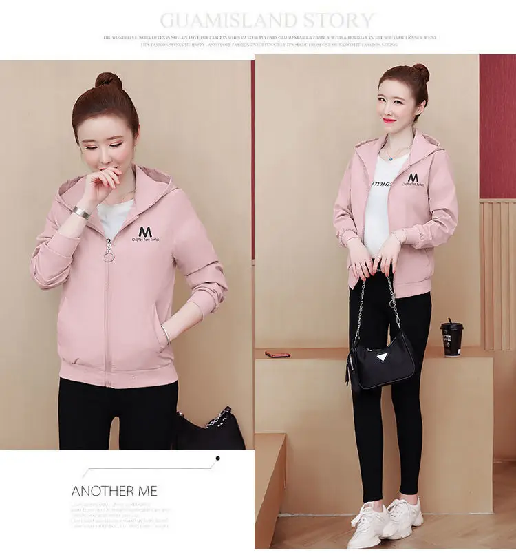 2025 New Women's Jacket Autumn Windbreaker Famale Long Sleeve Hooded Short Coat Zipper Casual Loose Basic Jacket Outerwear