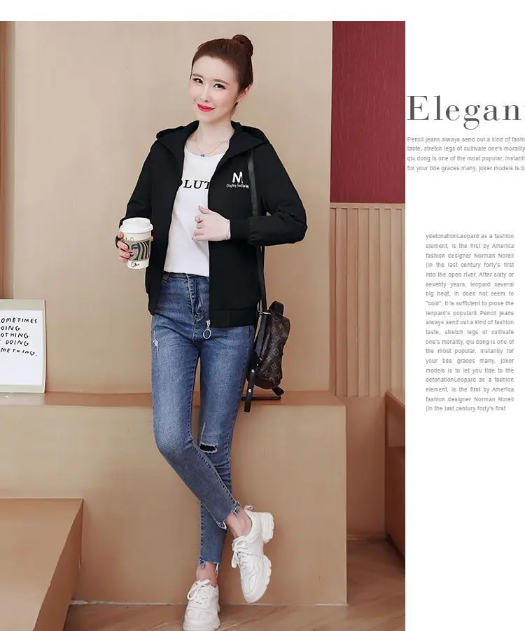 2025 New Women's Jacket Autumn Windbreaker Famale Long Sleeve Hooded Short Coat Zipper Casual Loose Basic Jacket Outerwear
