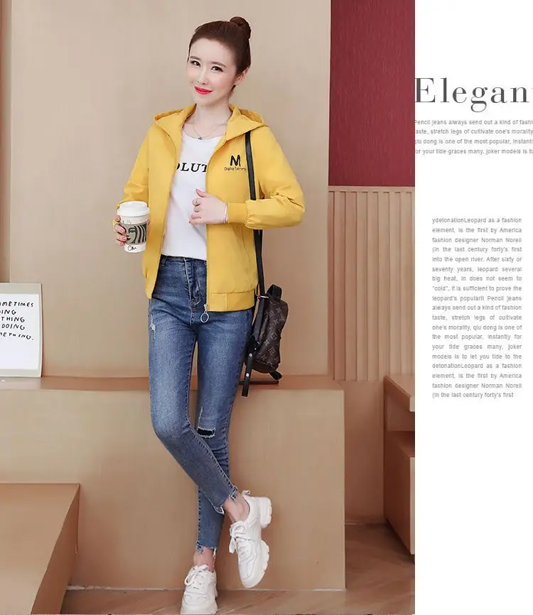 2025 New Women's Jacket Autumn Windbreaker Famale Long Sleeve Hooded Short Coat Zipper Casual Loose Basic Jacket Outerwear