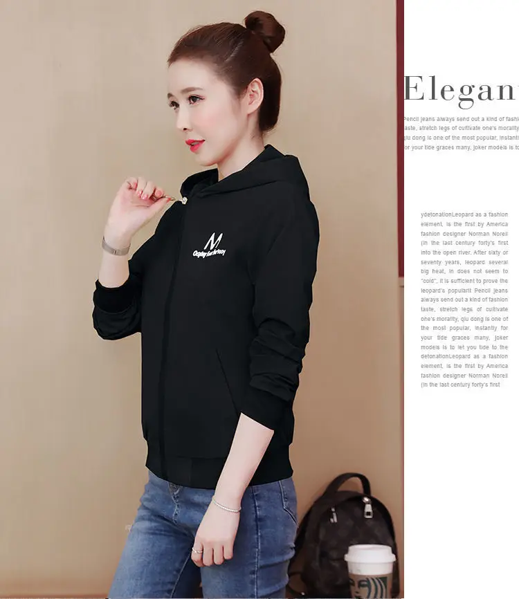 2025 New Women's Jacket Autumn Windbreaker Famale Long Sleeve Hooded Short Coat Zipper Casual Loose Basic Jacket Outerwear