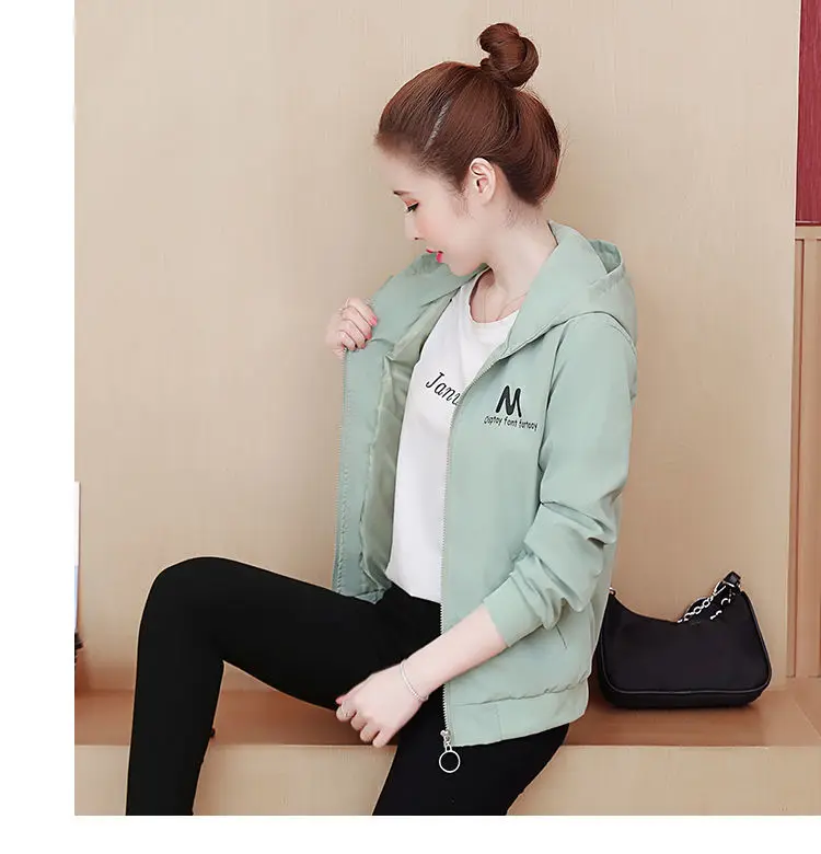 2025 New Women's Jacket Autumn Windbreaker Famale Long Sleeve Hooded Short Coat Zipper Casual Loose Basic Jacket Outerwear