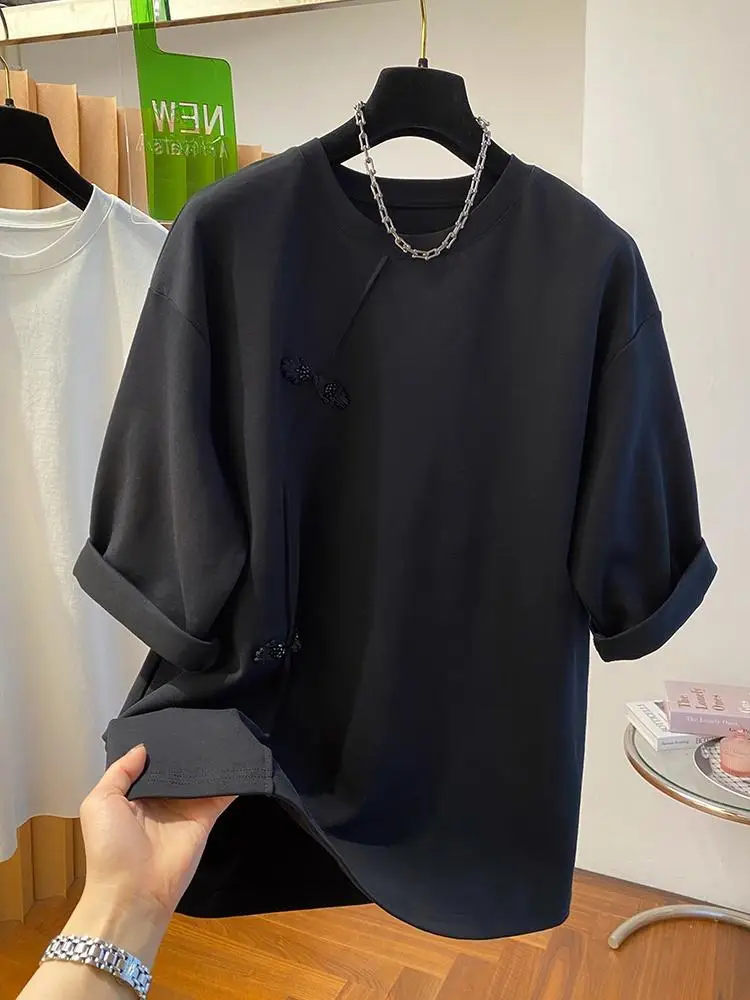 2024 Summer RoundNeck T Shirt Women New Chinese Style Short Sleeve T-shirt Fashion Loose Tops Casual Fashion Versatile T-shirt