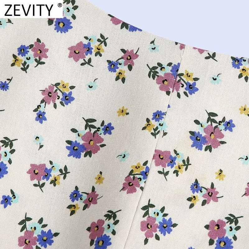 Women Vintage Square Collar Floral Print Short Shirt Double Breasted Casual Linen Blouses Lady Roupas Femininas Crop Tops LS9182