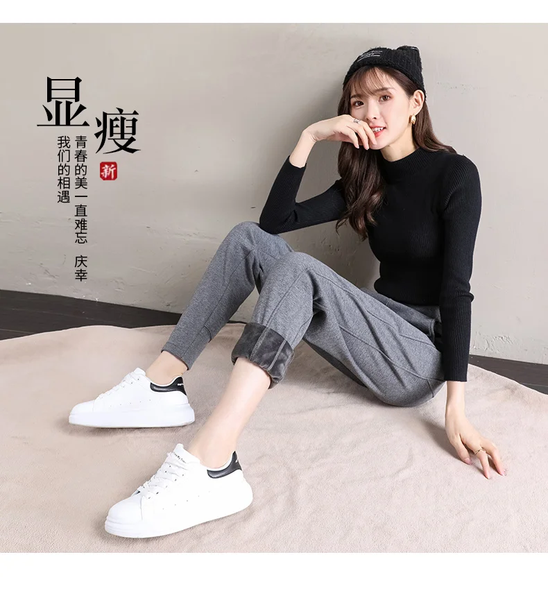 PELEDRESS Joggers Women Thick Warm Winter Sweatpants High Waist Velvet Fleece Female Trousers Sport Casual Pants Suits Loose New