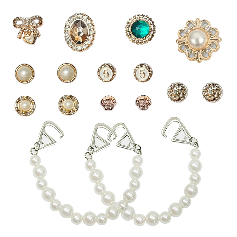 Shoe Charms DIY Diamond Pearl Chain Gemstone Decoration Buckle for Hole Shoe Charm Accessories Kids Party Girls Gift
