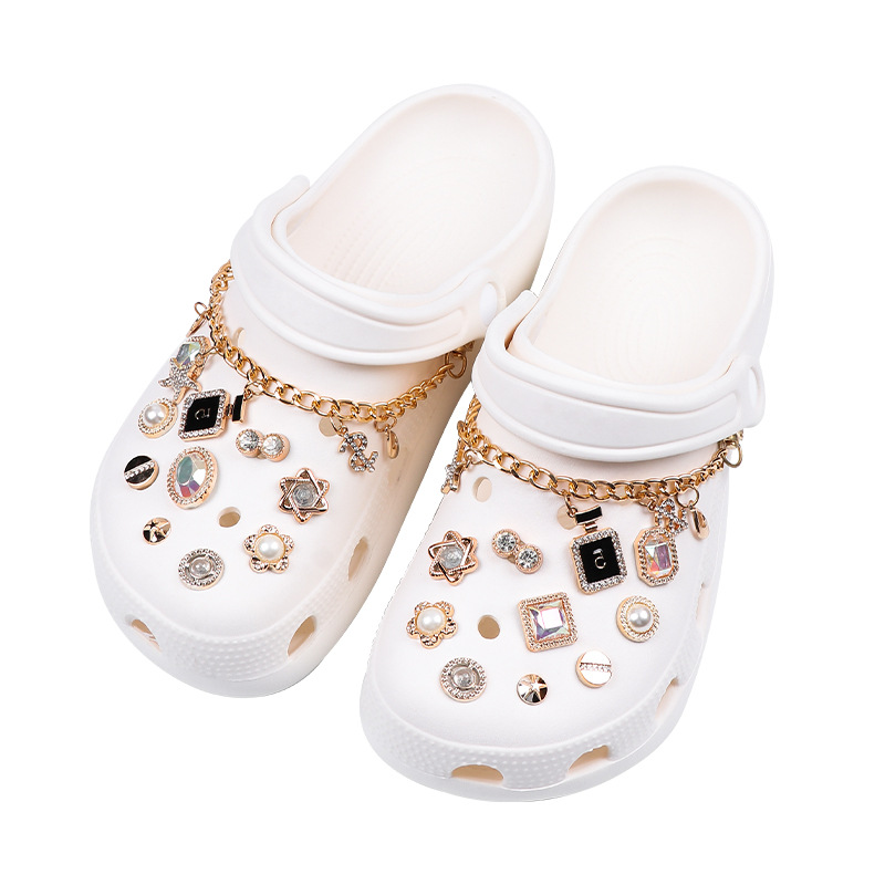 Shoe Charms DIY Diamond Pearl Chain Gemstone Decoration Buckle for Hole Shoe Charm Accessories Kids Party Girls Gift