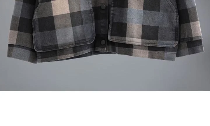 Amax luluE 2025 New Autumn Style Plaid Printed Jackets Hooded Woman Pockets Vintage Clothing Ladies Loose Casual Buttons Coats