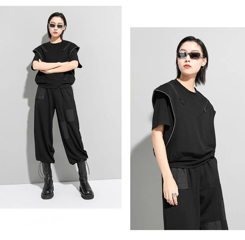 Amax luluE European 2025 Fashion Streetwear Women Sexy Off Shoulder Black Tees Casual Short Sleeve Tshirts Female Oversized Tops