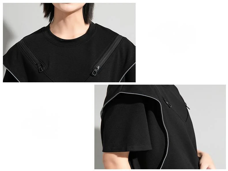 Amax luluE European 2025 Fashion Streetwear Women Sexy Off Shoulder Black Tees Casual Short Sleeve Tshirts Female Oversized Tops